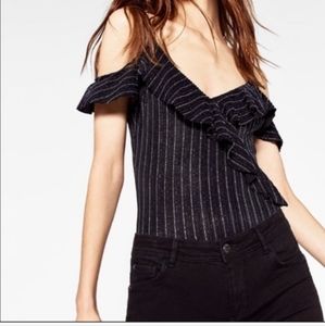 Metallic pinstripe bodysuit / 2 for $30